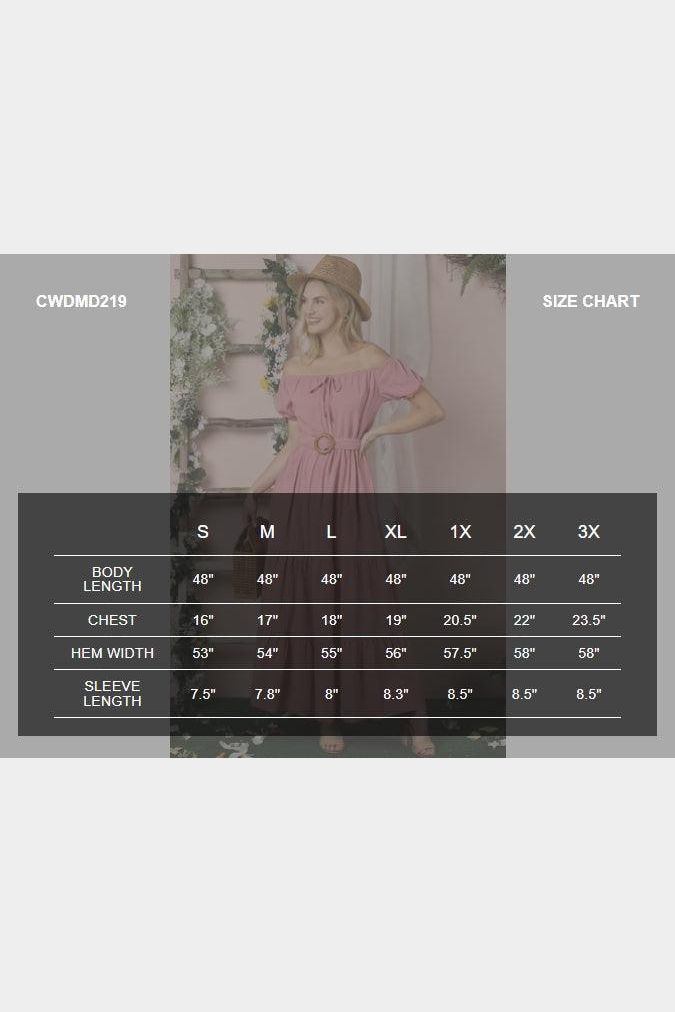 TIERED OFF SHOULDER SHORT SLEEVE MAXI DRESS - Doublju