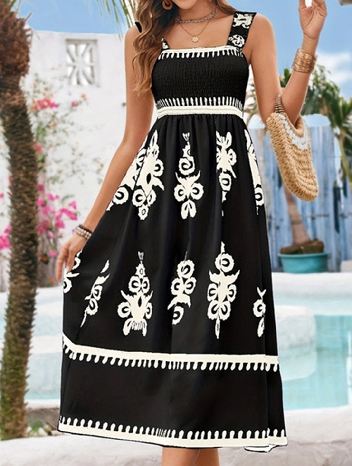 HOLIDAY-CHIC FLORAL PRINT STRAPLESS DRESS