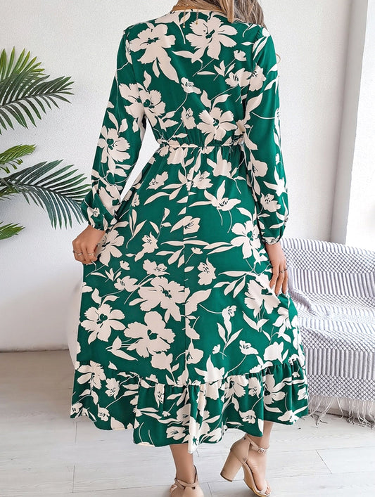 Loral Long Sleeve Peplum Dress ??Waist Tucked Elegance