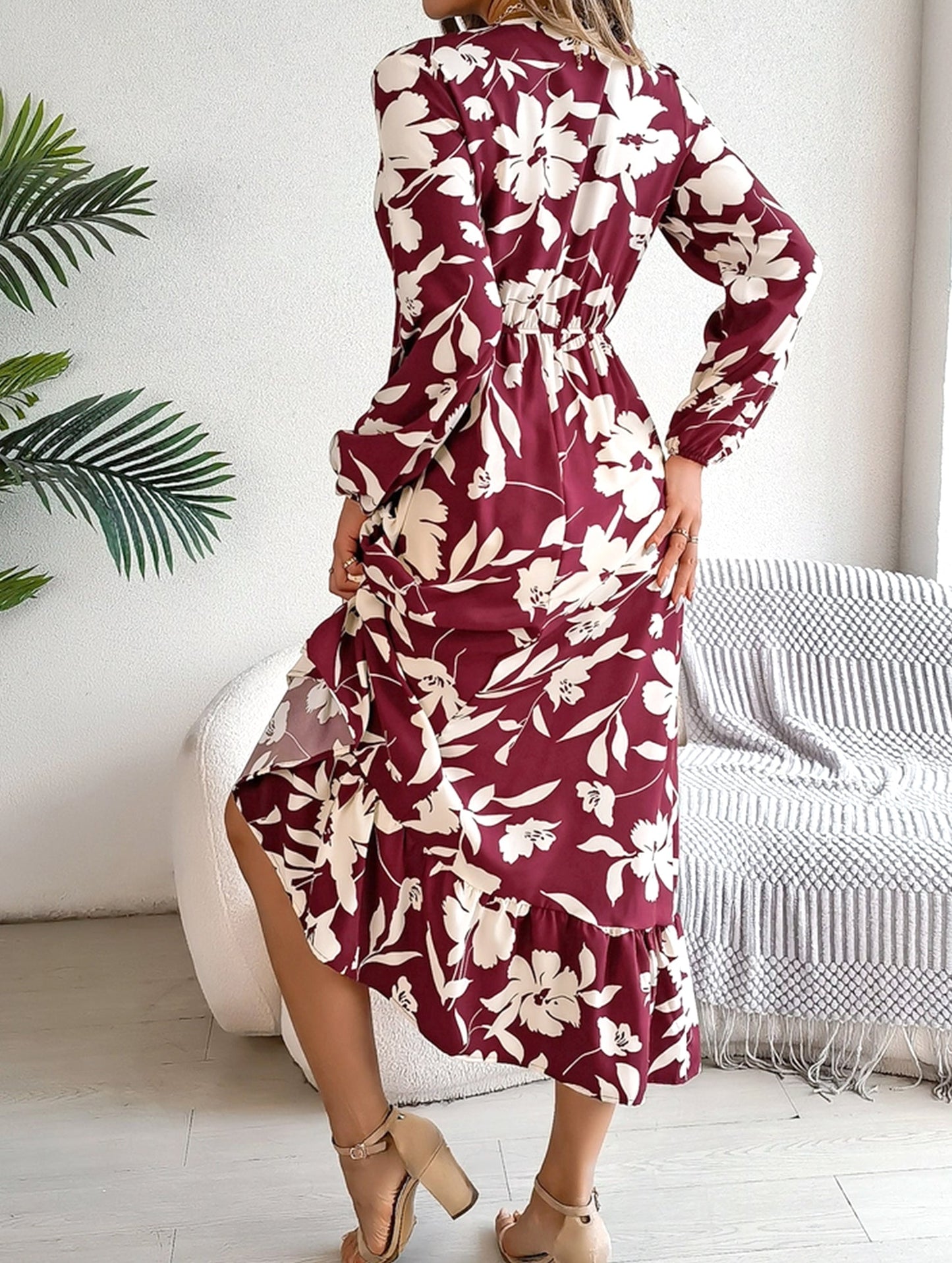 Loral Long Sleeve Peplum Dress ??Waist Tucked Elegance