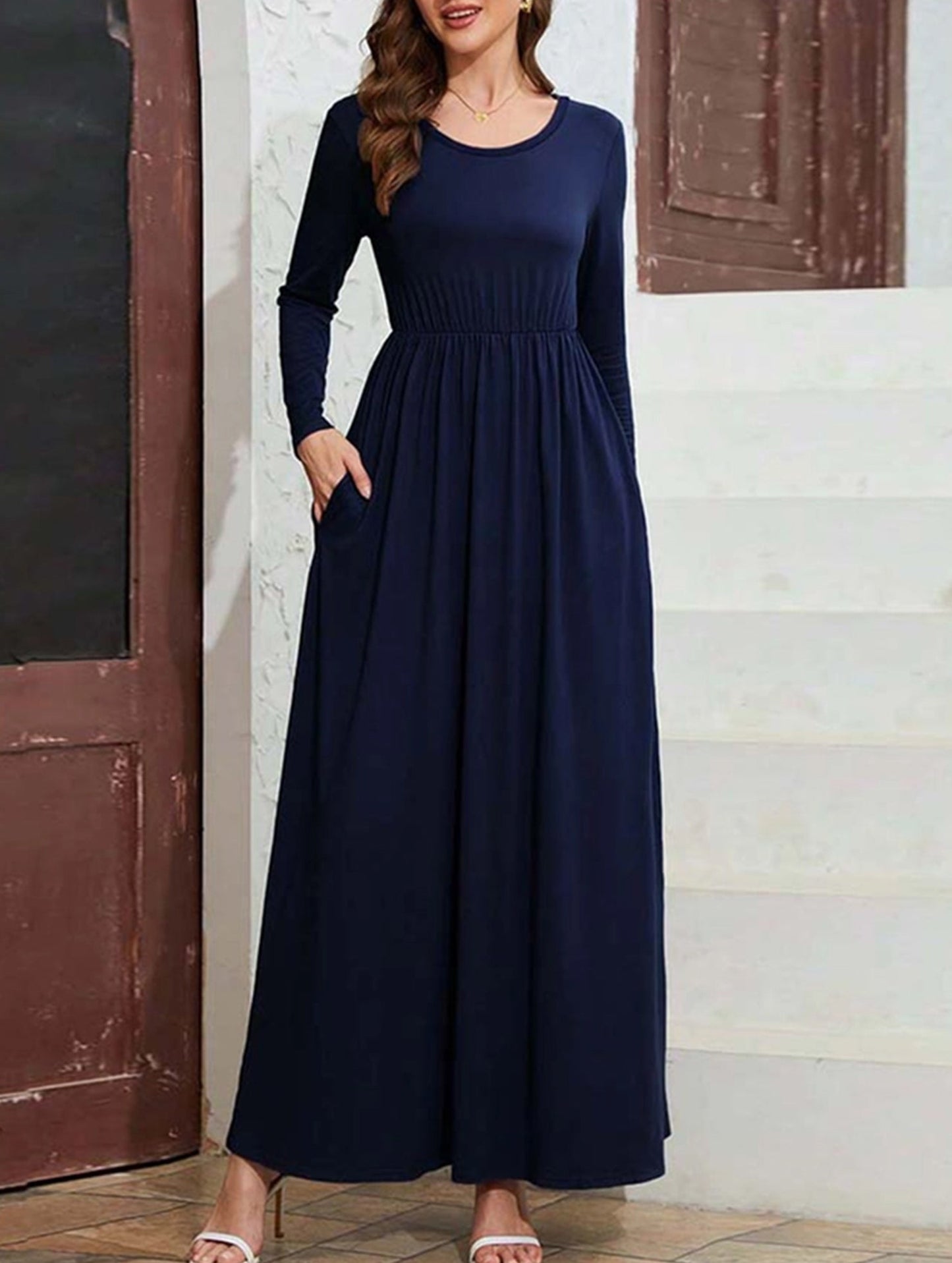 HIGH-WAISTED A-LINE LONG DRESS