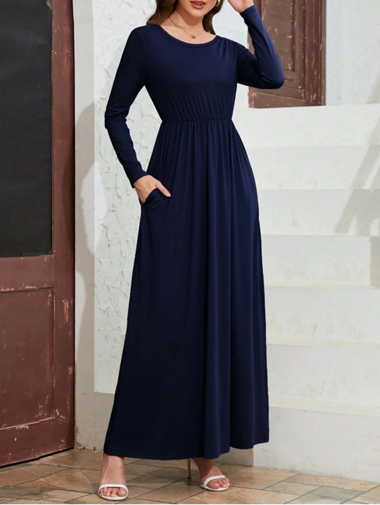 HIGH-WAISTED A-LINE LONG DRESS