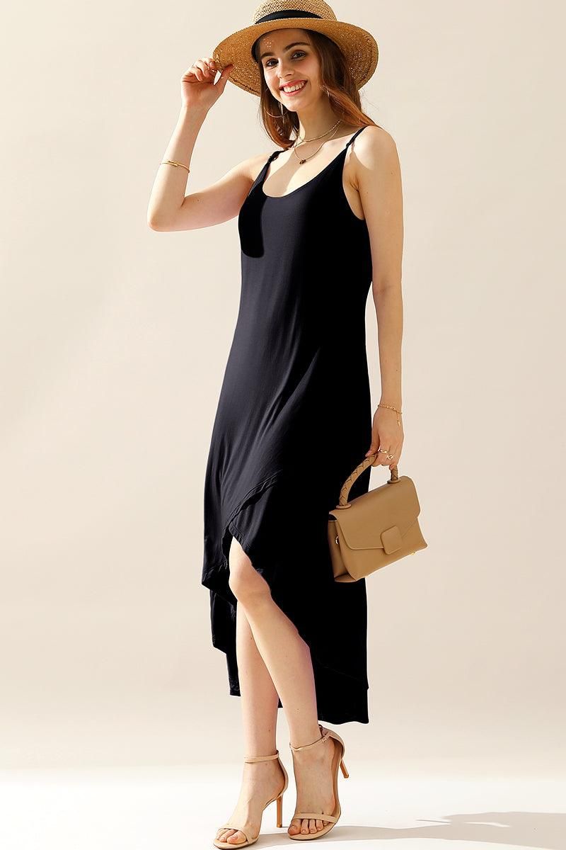 2 LAYER UNBALANCE HIGH-LOW MAXI DRESS - Doublju