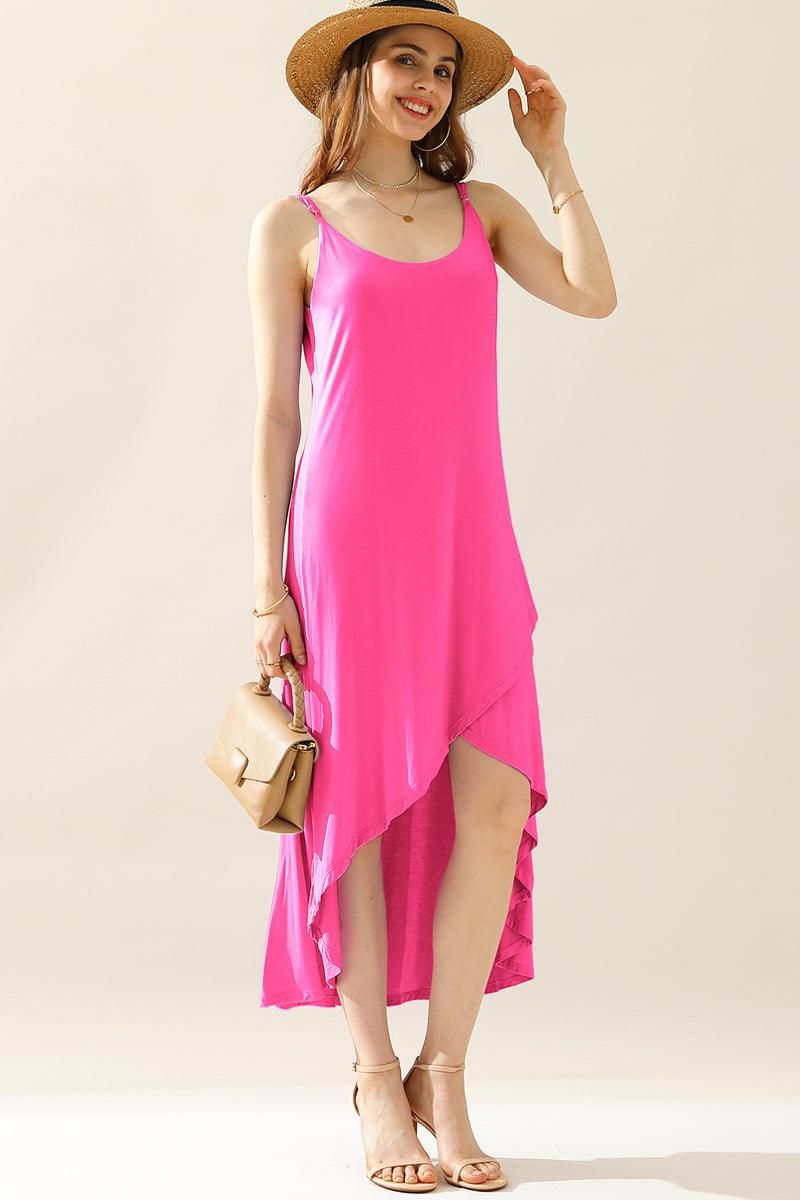 2 LAYER UNBALANCE HIGH-LOW MAXI DRESS - Doublju