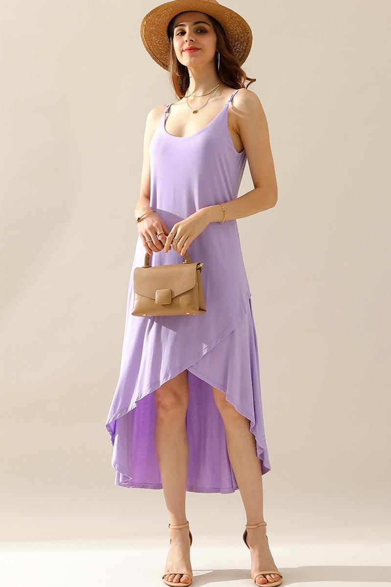 2 LAYER UNBALANCE HIGH-LOW MAXI DRESS - Doublju