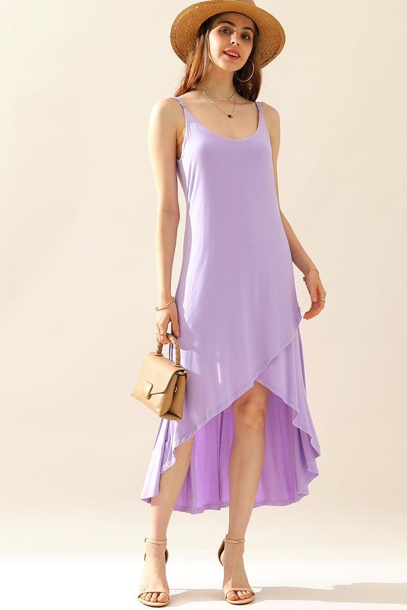 2 LAYER UNBALANCE HIGH-LOW MAXI DRESS - Doublju