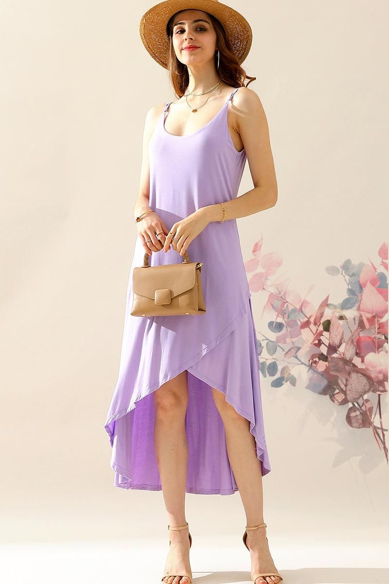 2 LAYER UNBALANCE HIGH-LOW MAXI DRESS - Doublju