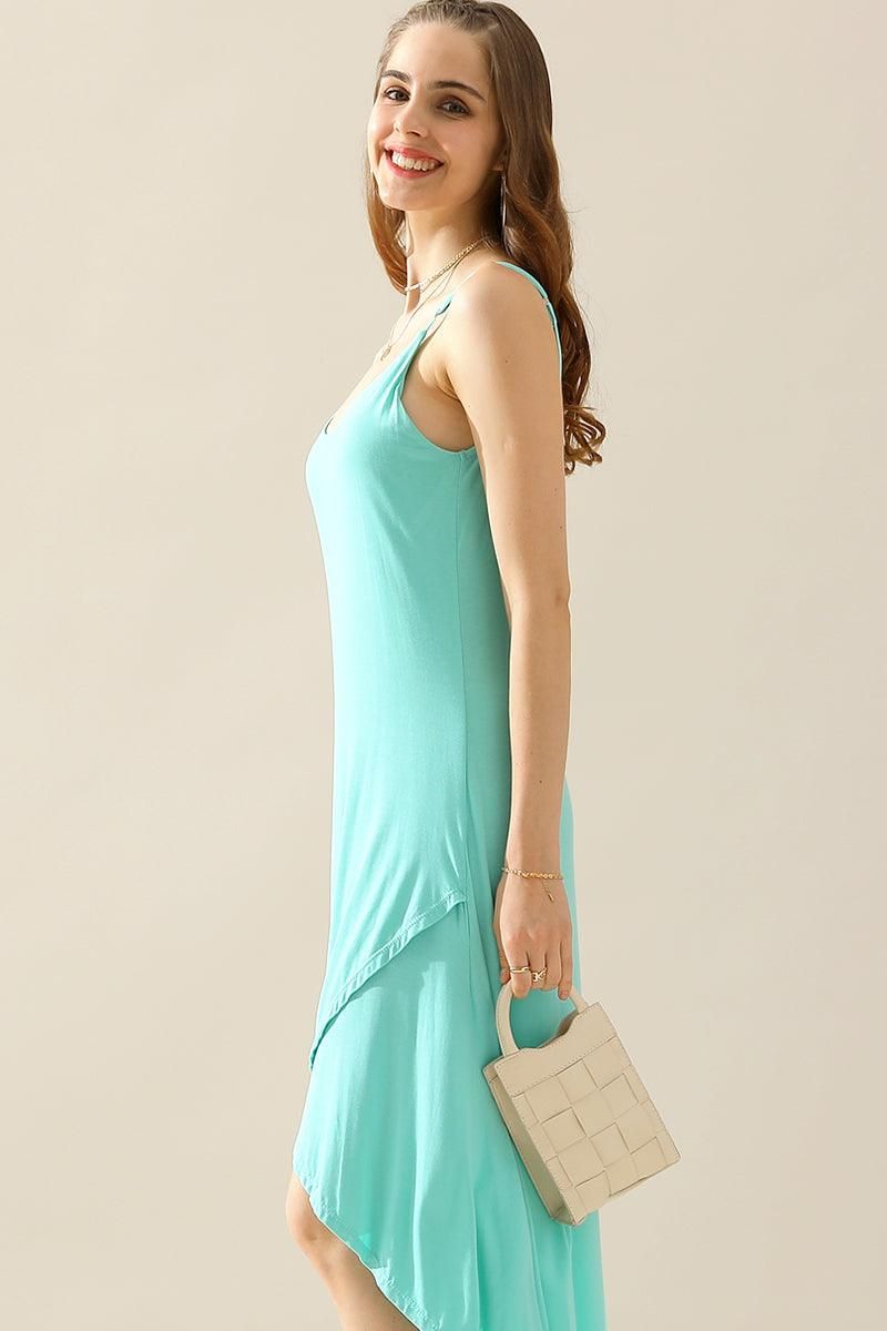 2 LAYER UNBALANCE HIGH-LOW MAXI DRESS - Doublju