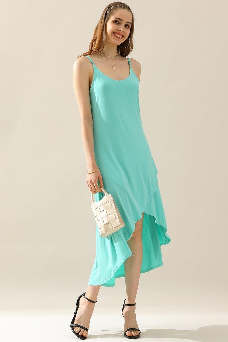 2 LAYER UNBALANCE HIGH-LOW MAXI DRESS - Doublju