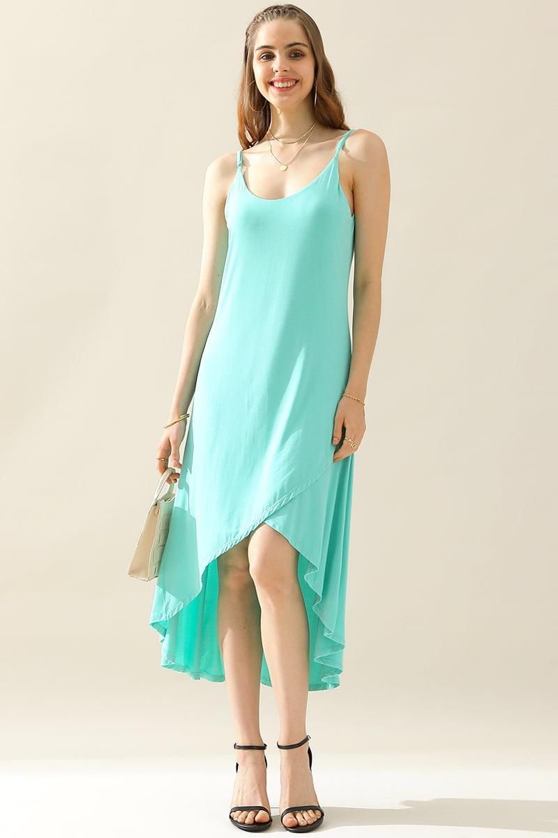 2 LAYER UNBALANCE HIGH-LOW MAXI DRESS - Doublju