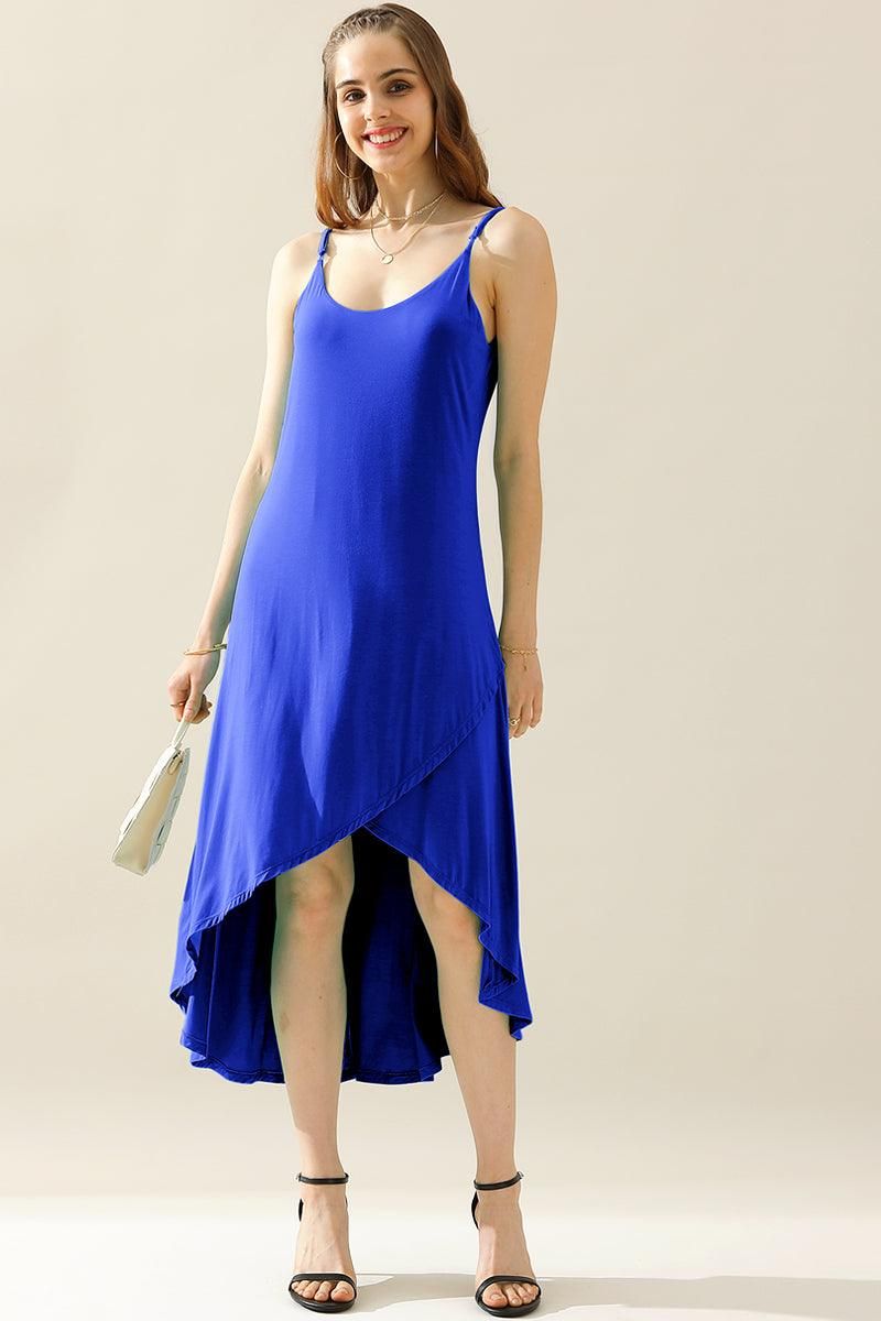2 LAYER UNBALANCE HIGH-LOW MAXI DRESS - Doublju
