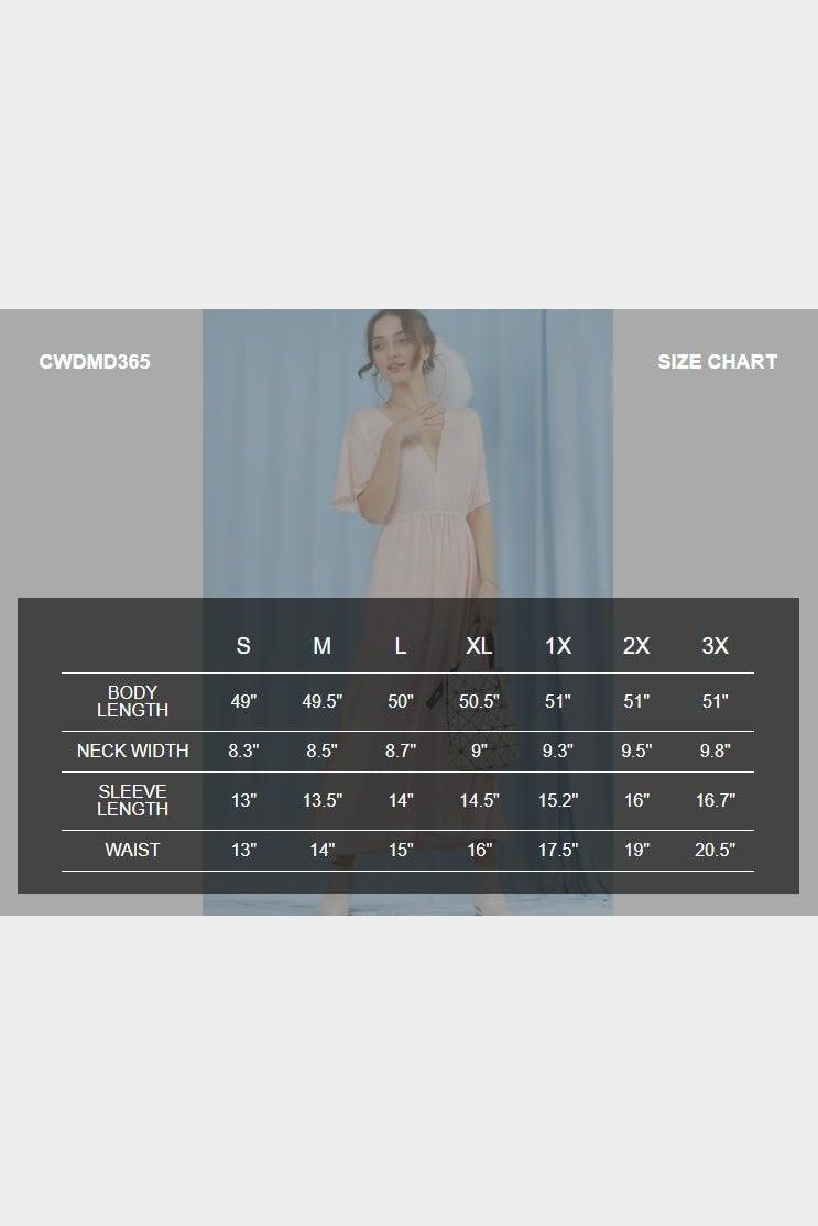 V NECK SHORT SLEEVE BACK BOW TIE EMPIRE MAXI DRESS - Doublju