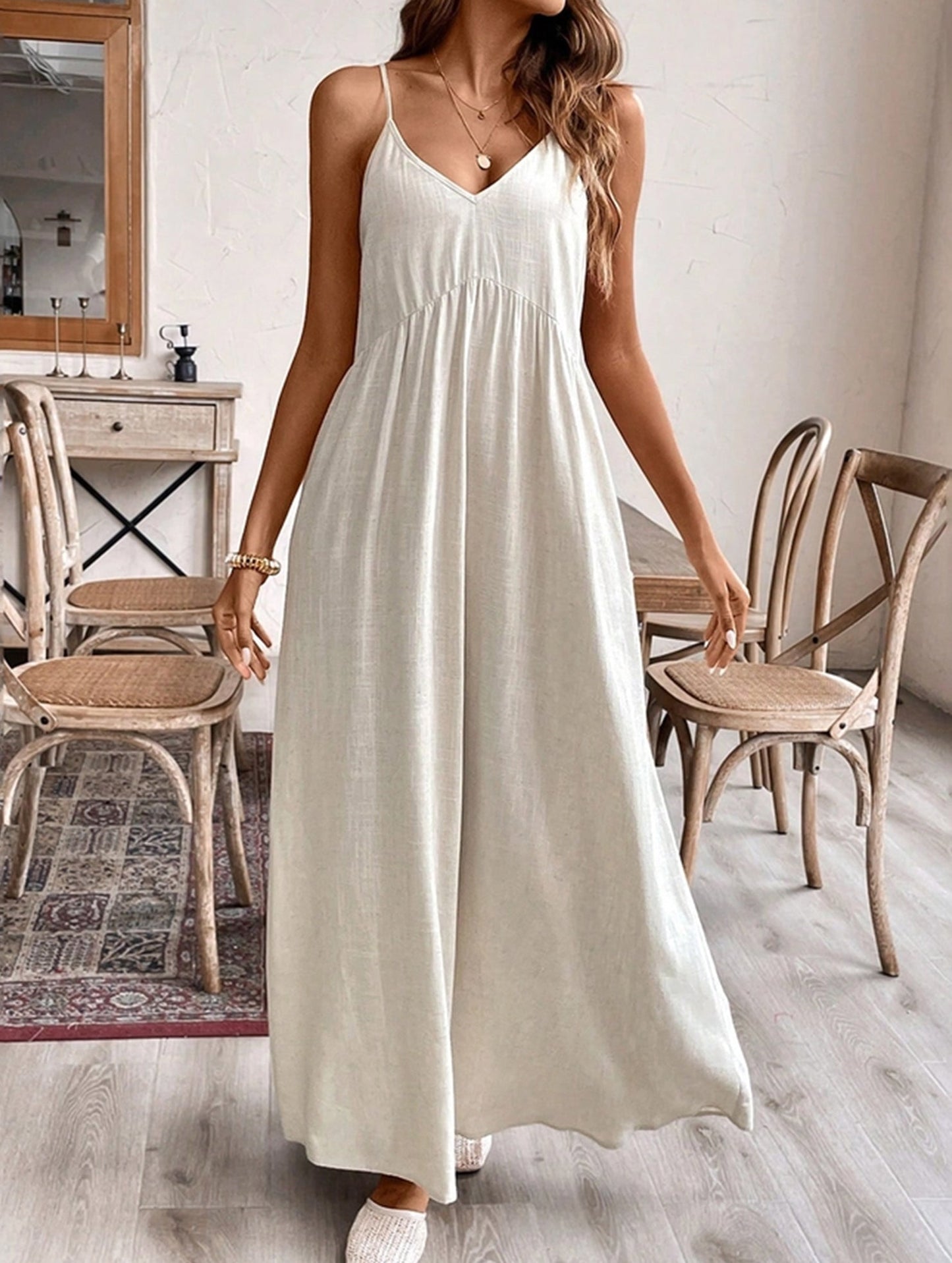 Halter Neck Loose Fit Cotton Linen Blend Dress ??Lightweight & Breathable Summer Dress