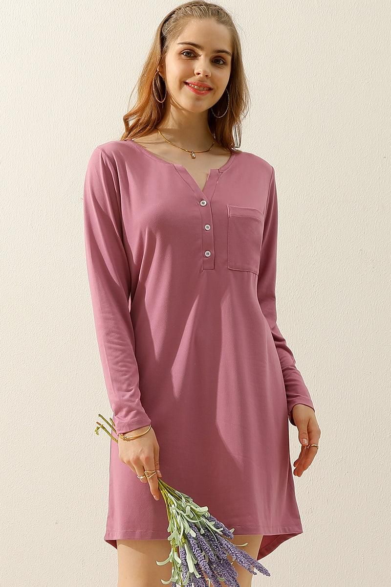 BUTTON DOWN LONG SLEEVE CASAUL MAXI KNEE DRESS - Doublju