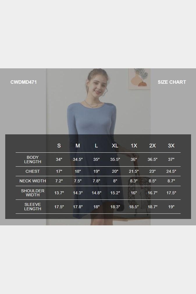 ROUND NECK UNBALANCED HEM CAUSAL MIDI SOLID DRESS - Doublju