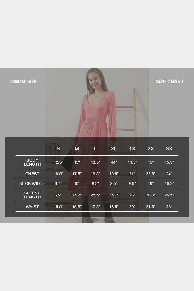 ROUND NECK TIRED CASUAL RUFFLE MAXI SOLID DRESS - Doublju