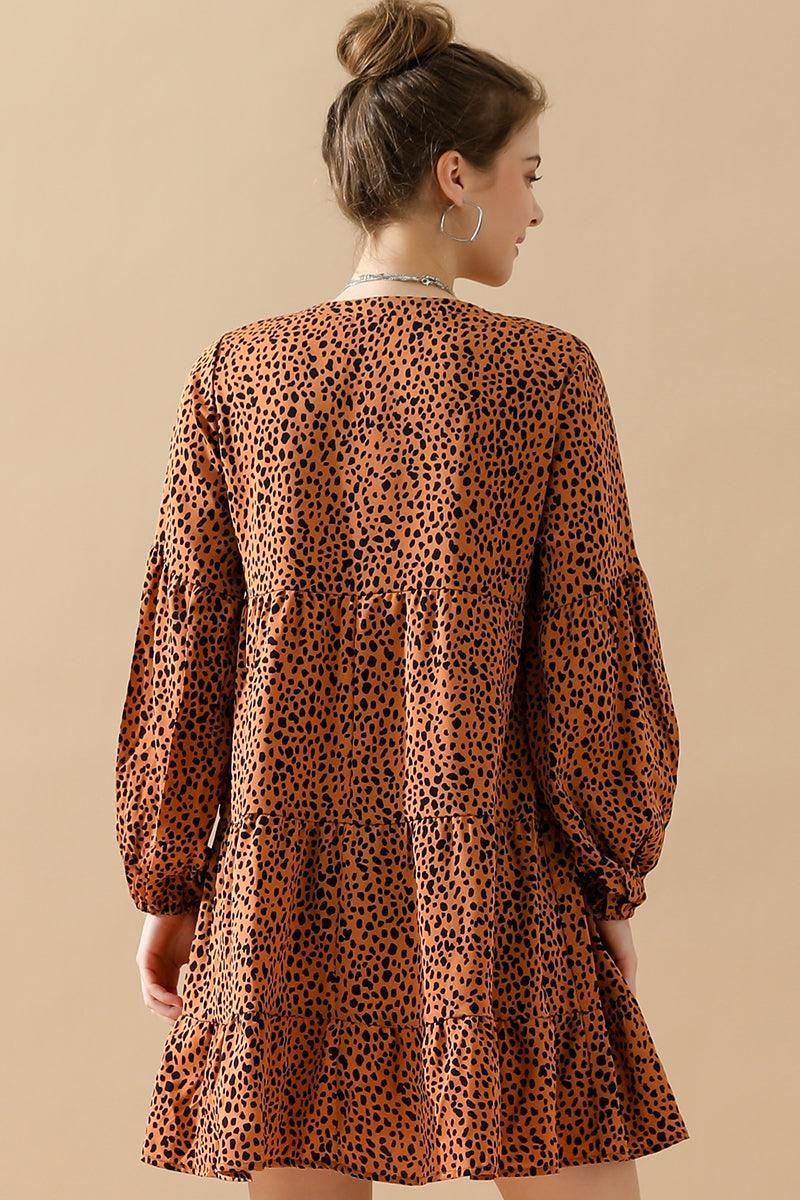 LEOPARD MIDI DRESS - Doublju
