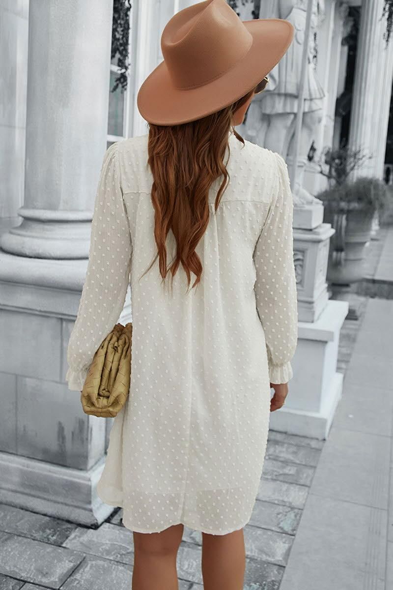 JACQUARD HAIR BALL ELEGANT A LINE DRESS - Doublju