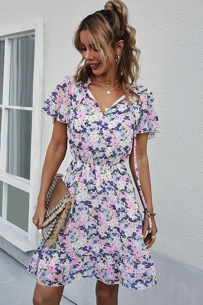 PRINT LADY A LINE VACATION ONE PIECE - Doublju