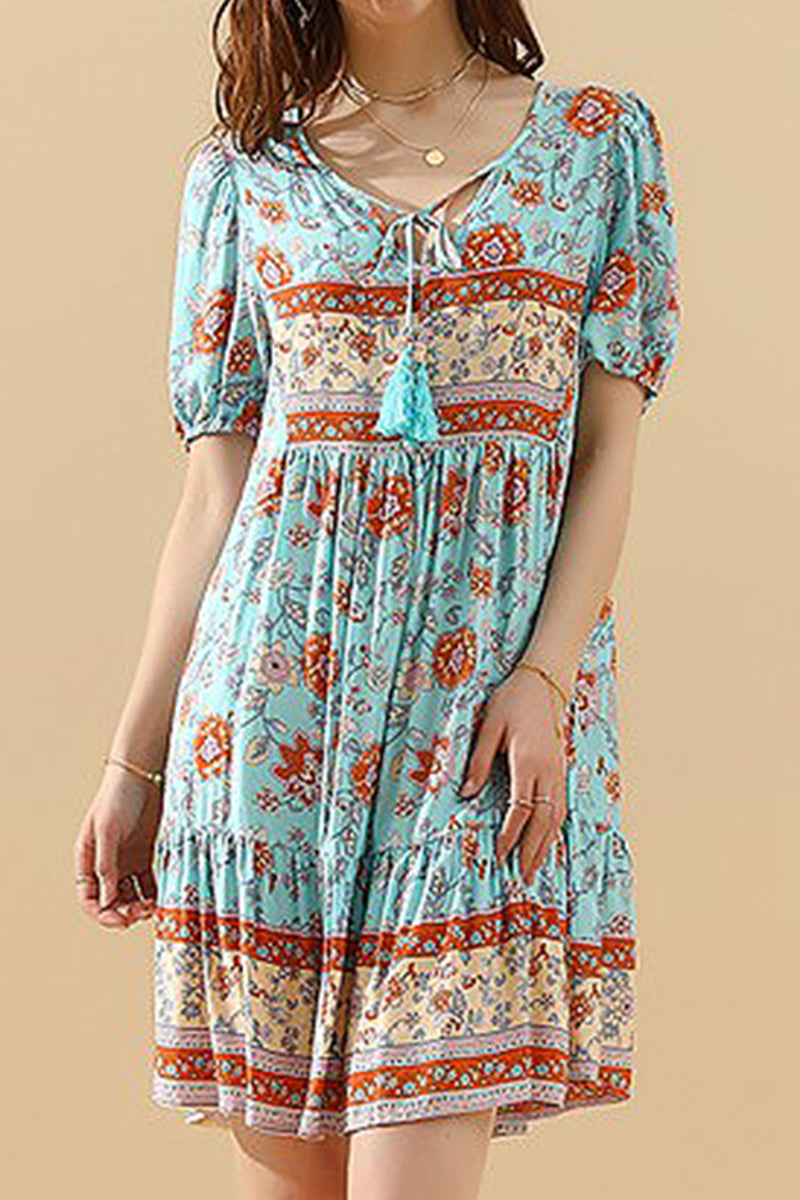 SUMMER PRINT SMALL FRESH HOLIDAY DRESS
