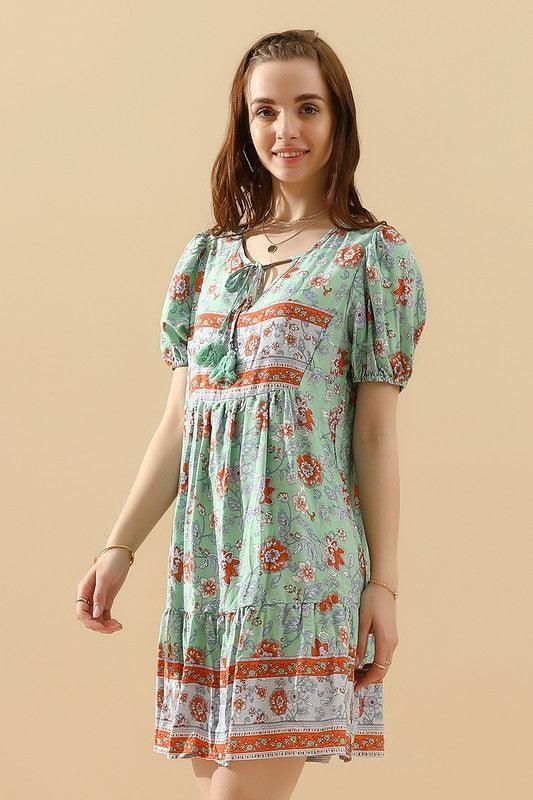 SUMMER PRINT SMALL FRESH HOLIDAY DRESS - Doublju