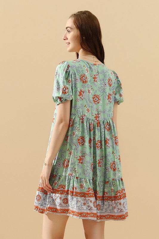 SUMMER PRINT SMALL FRESH HOLIDAY DRESS - Doublju