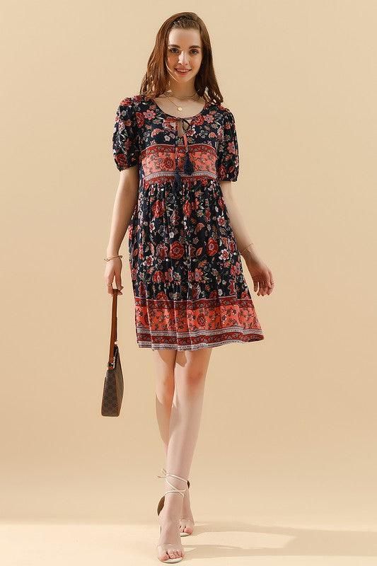 SUMMER PRINT SMALL FRESH HOLIDAY DRESS - Doublju