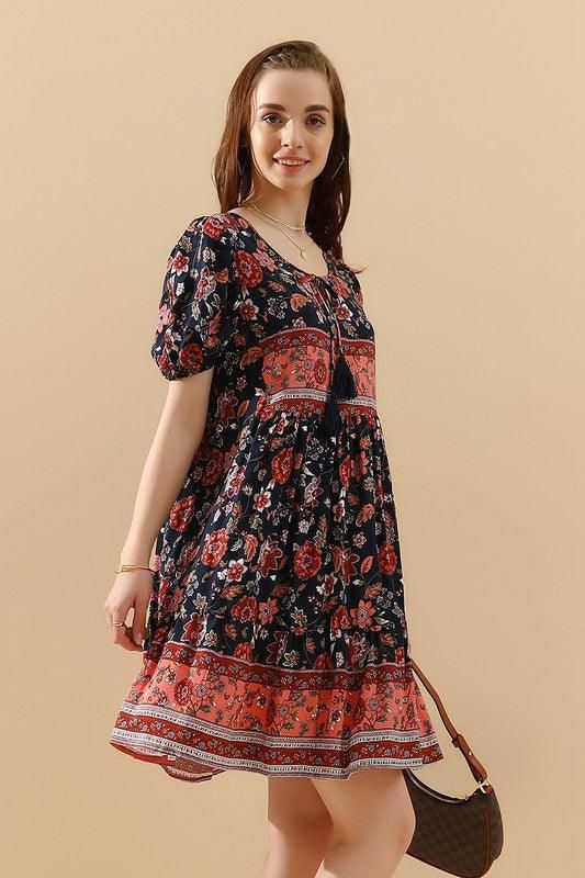 SUMMER PRINT SMALL FRESH HOLIDAY DRESS - Doublju