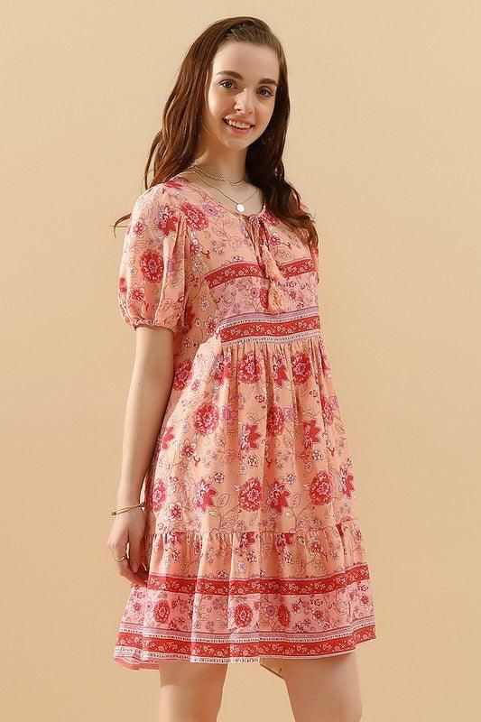 SUMMER PRINT SMALL FRESH HOLIDAY DRESS - Doublju