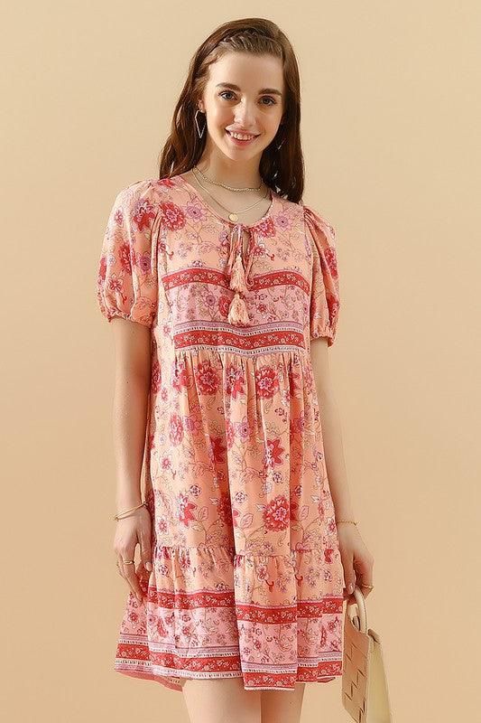 SUMMER PRINT SMALL FRESH HOLIDAY DRESS - Doublju