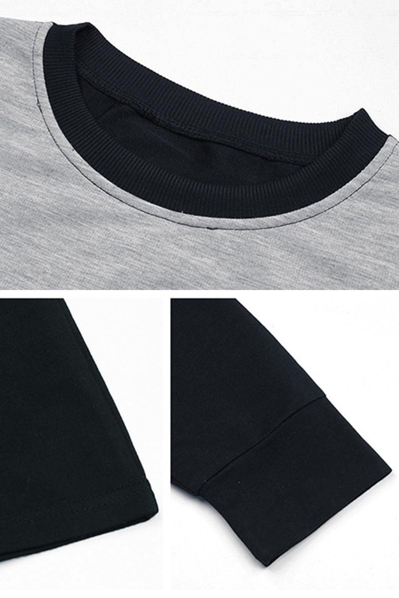 TWO TONE COLORED LONG SLEEVE CASUAL DRESS - Doublju