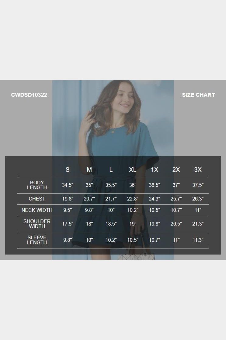 ROUND NECK WAIST BOW TIE RUFFLE SHORT DRESS - Doublju