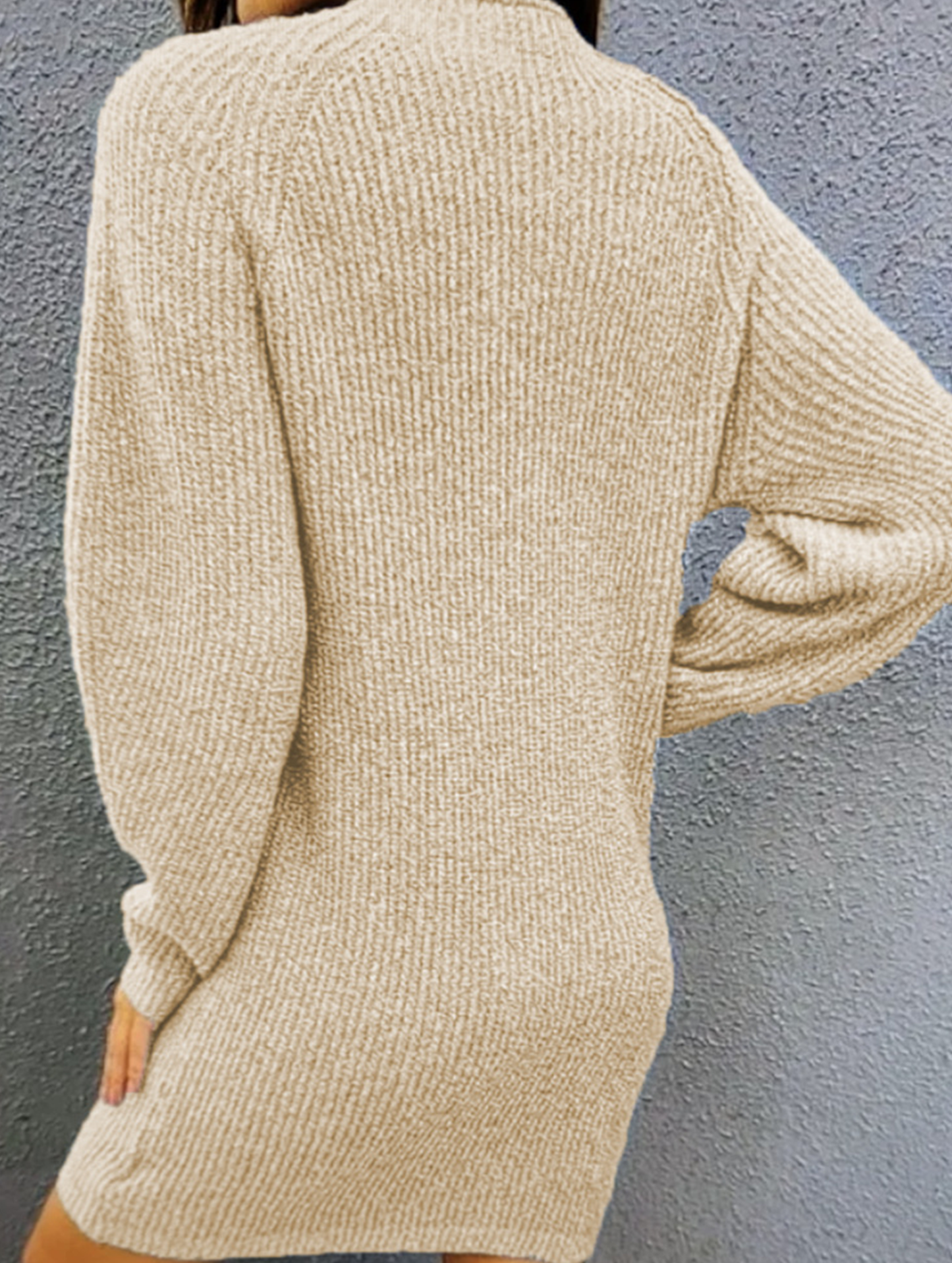 Knit plain color loose long-sleeved dress