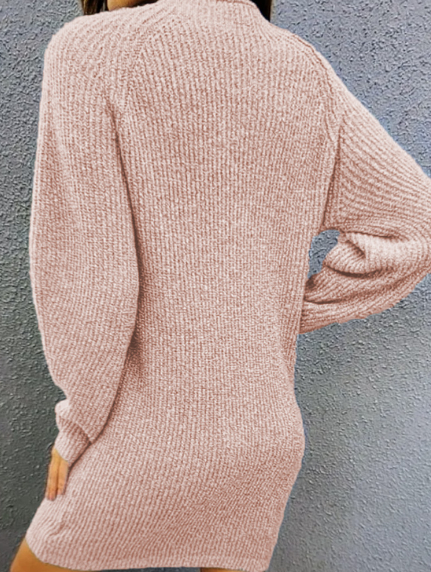 Knit plain color loose long-sleeved dress