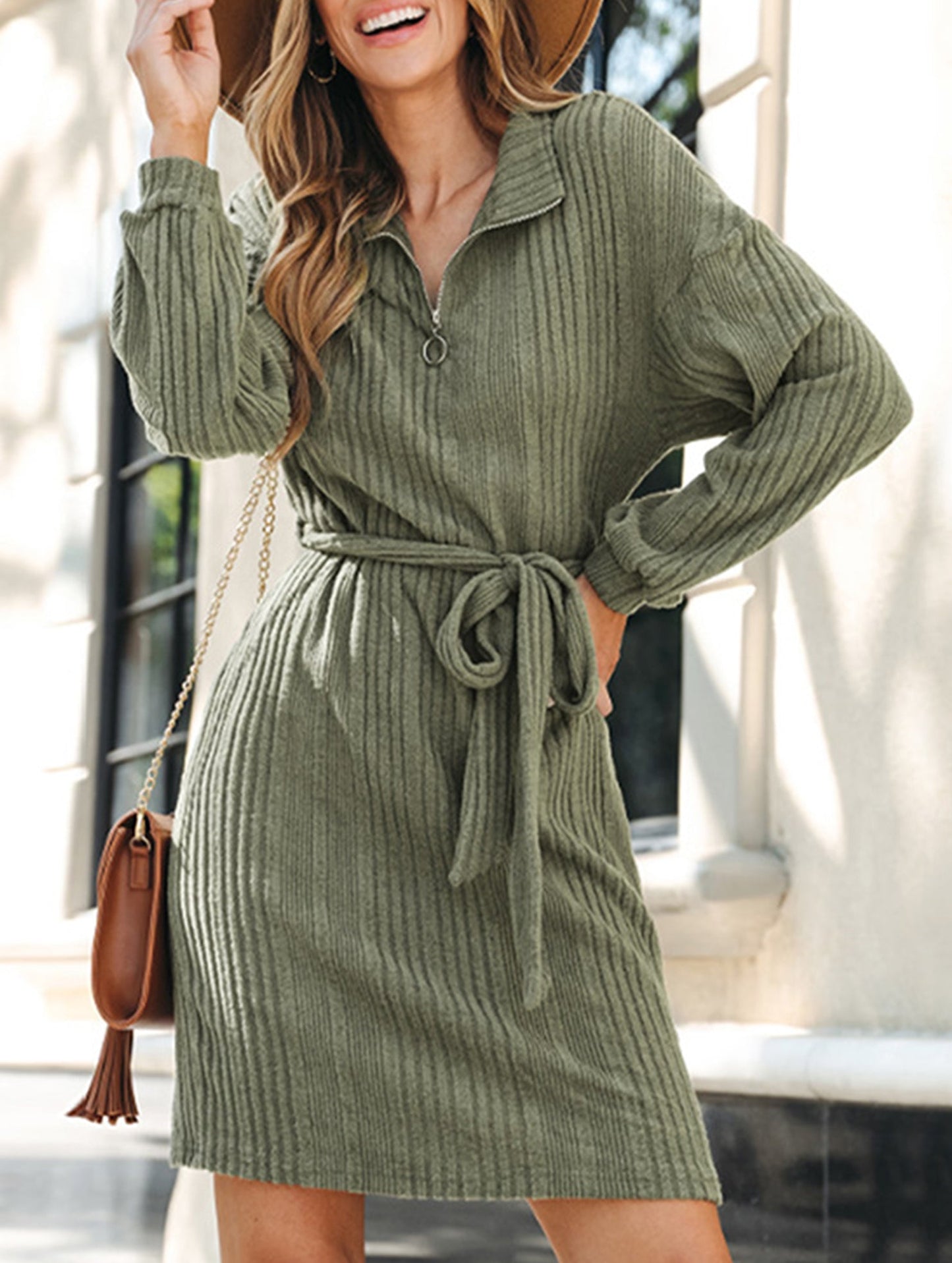 Hit green sash dress