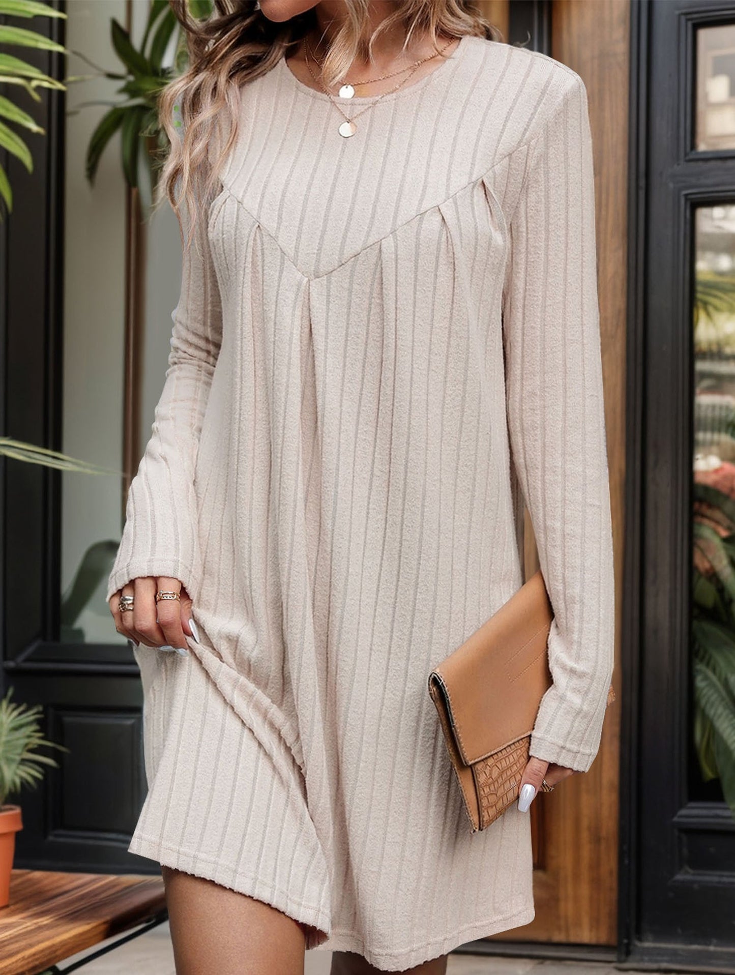 Pleated patchwork dress