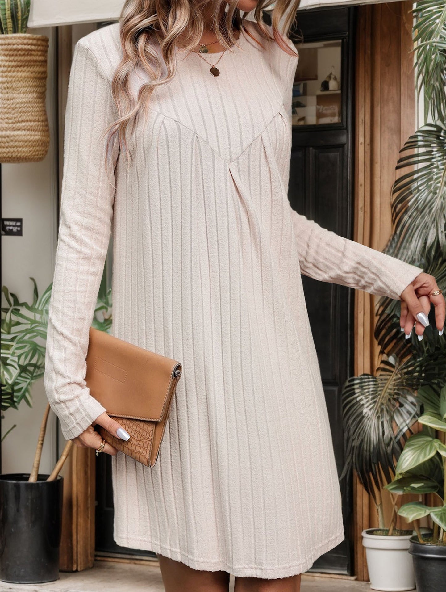 Pleated patchwork dress