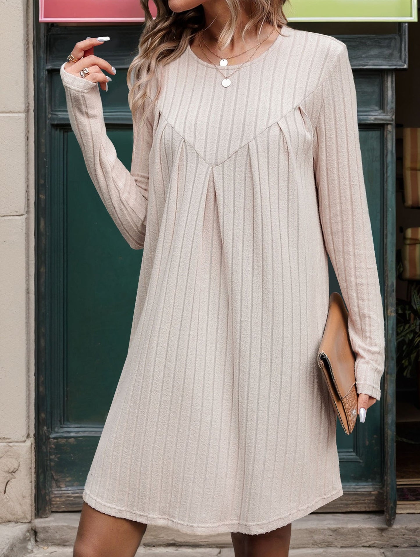 Pleated patchwork dress