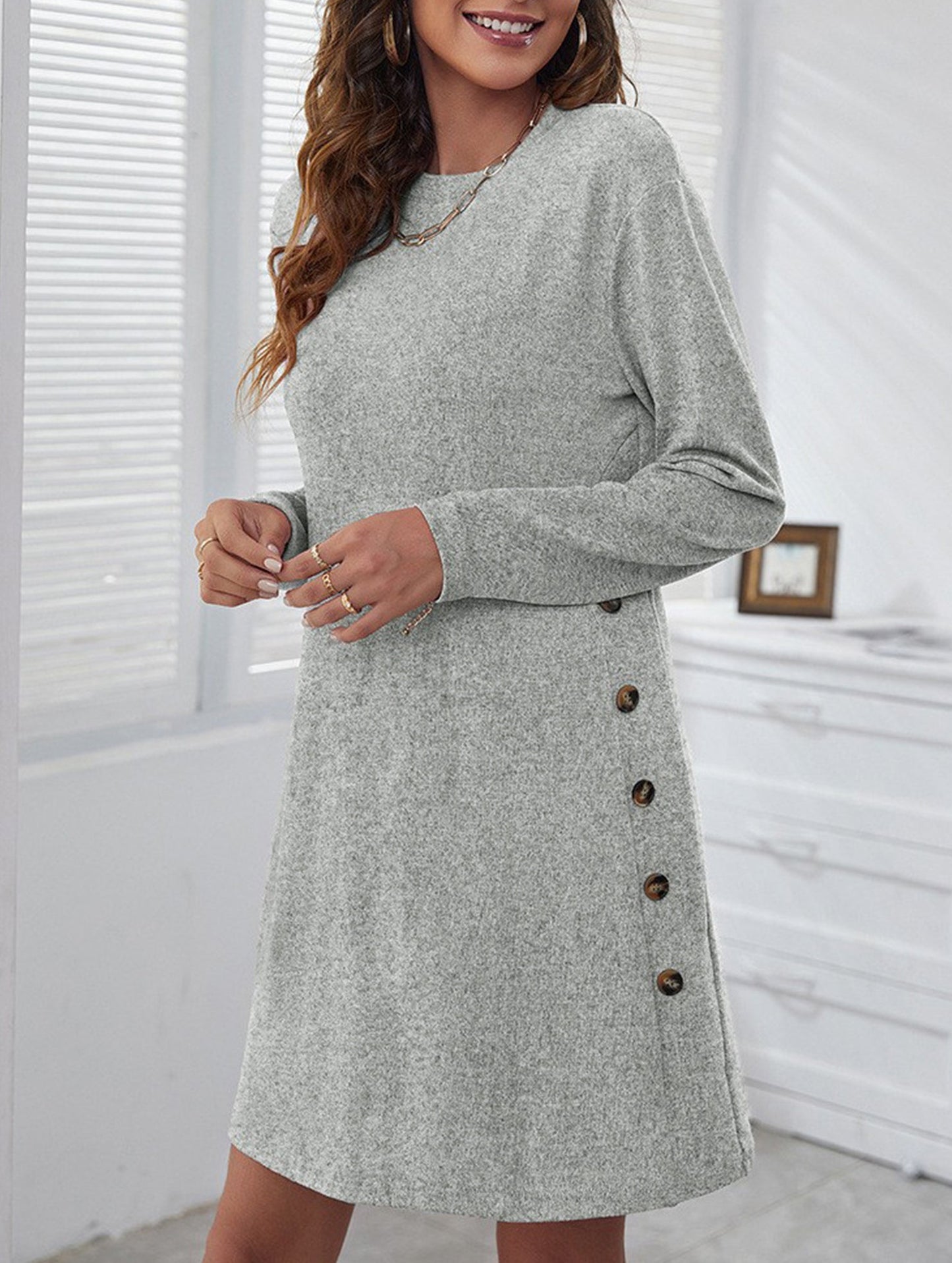 Loose casual round neck short dress