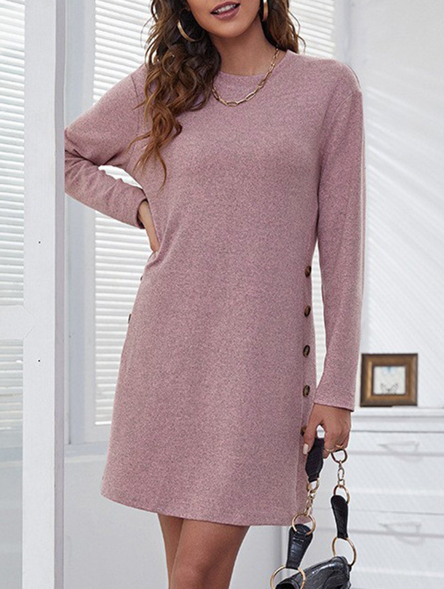 Loose casual round neck short dress