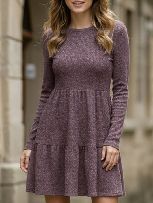 Crew Neck Loose Striped Sweater Dress