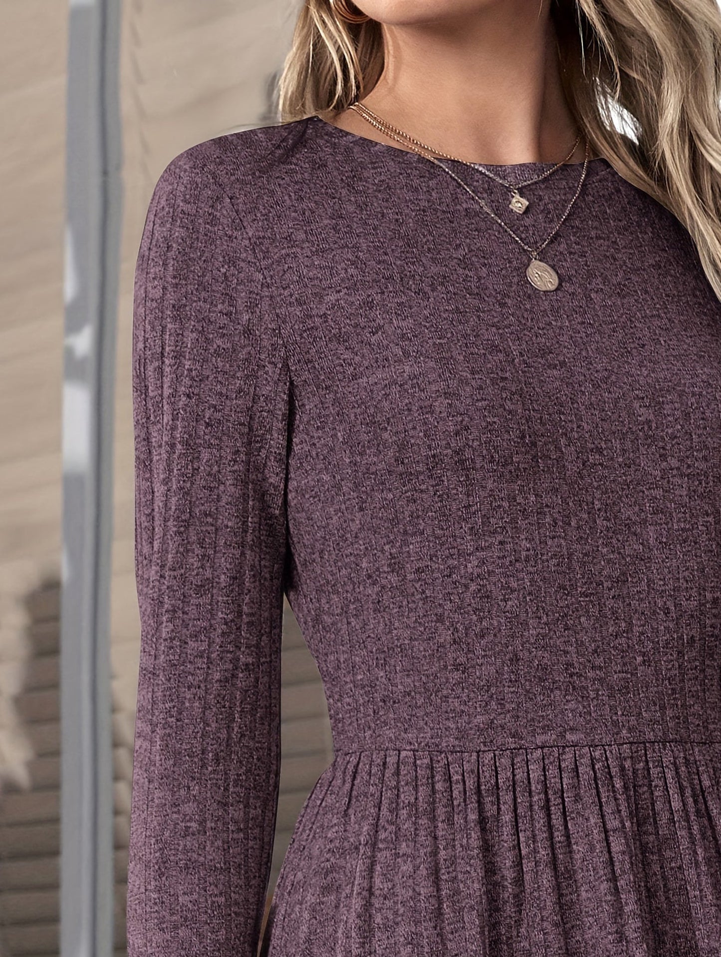 Crew Neck Loose Striped Sweater Dress