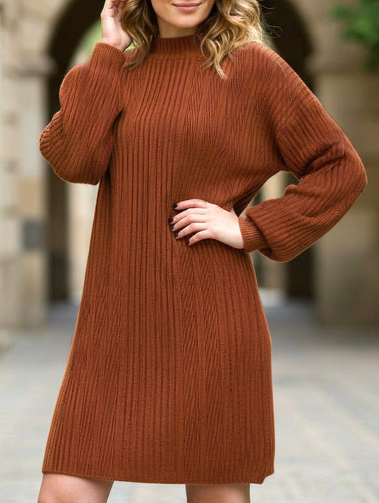 Round neck long sleeve versatile dress