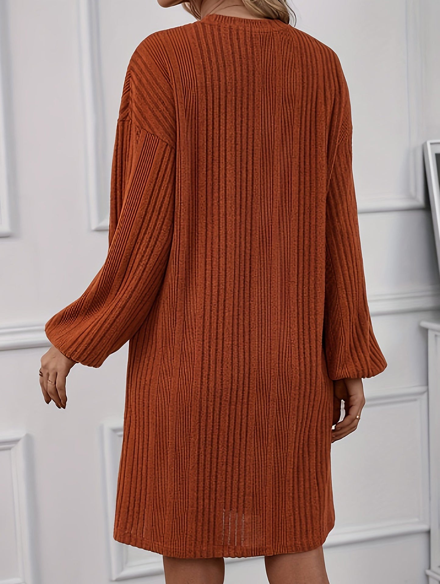 Round neck long sleeve versatile dress