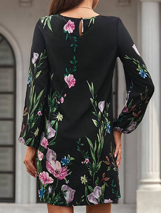 Round neck long sleeve plus size dress