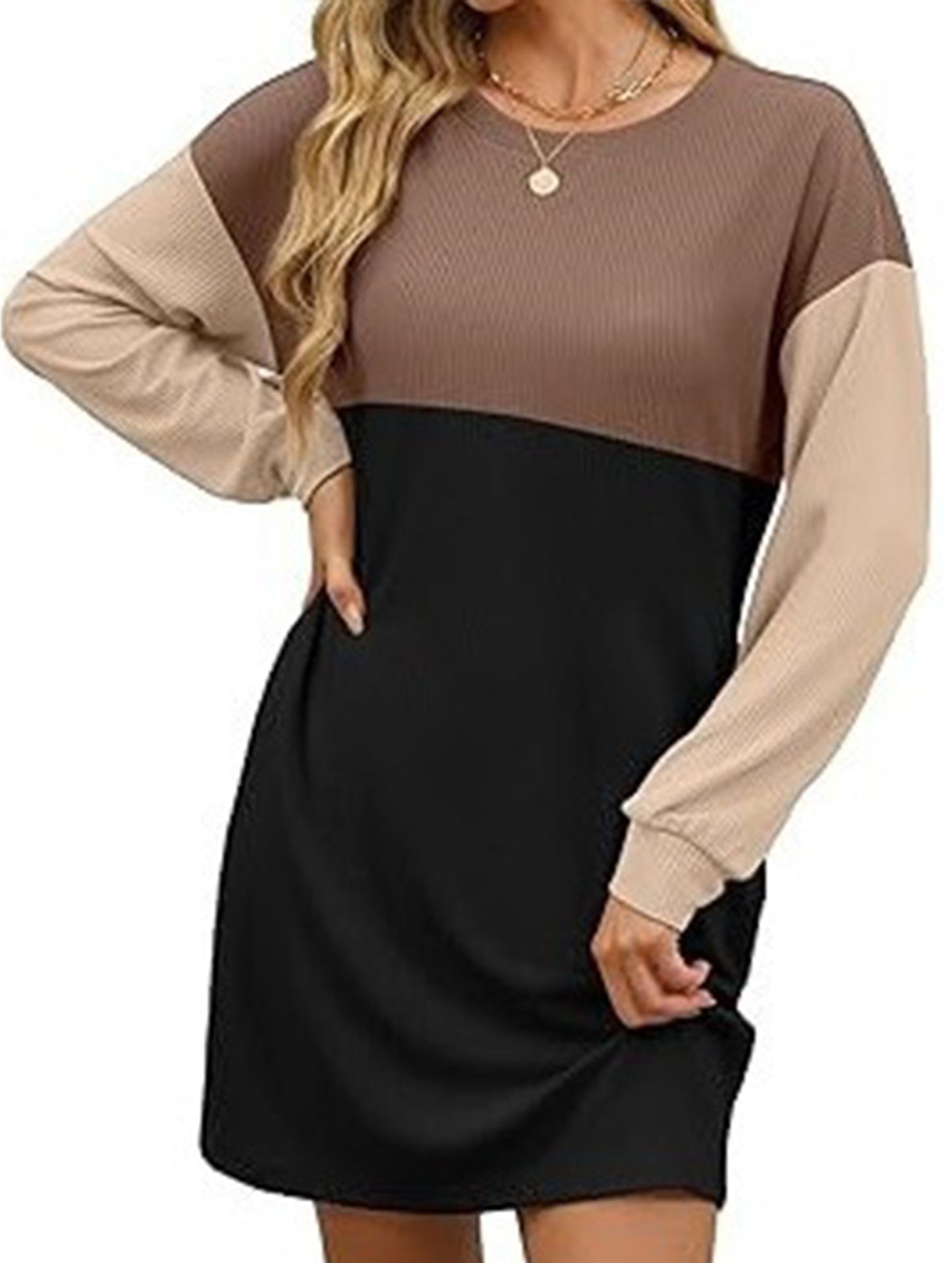 Loose casual flowing long-sleeved dress