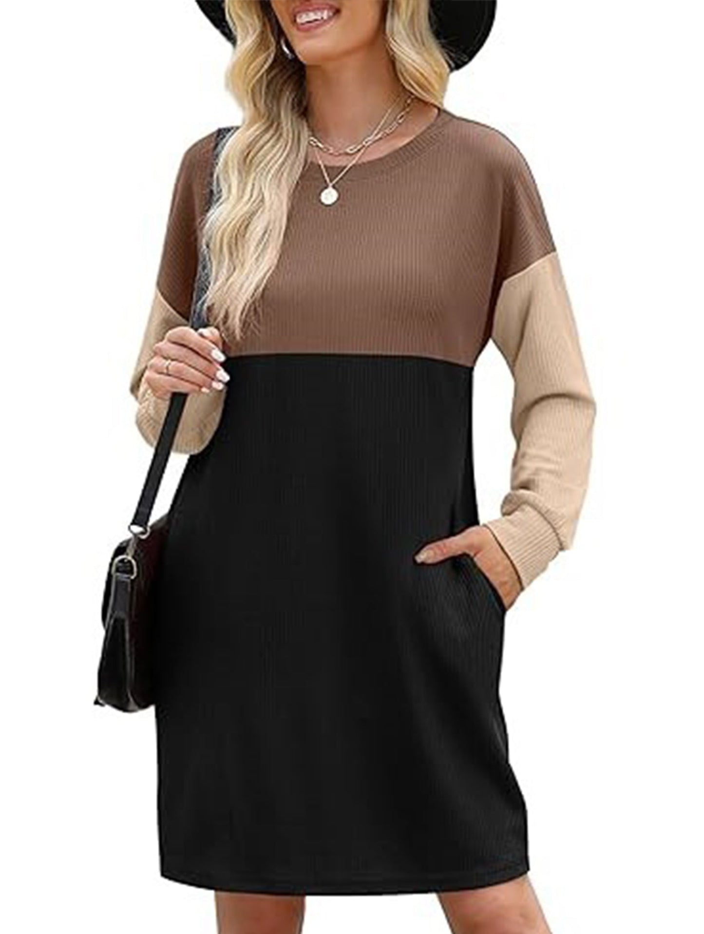 Loose casual flowing long-sleeved dress