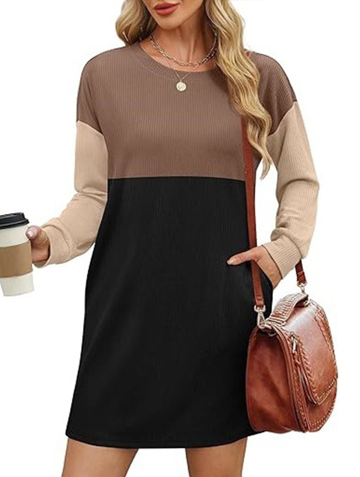 Loose casual flowing long-sleeved dress