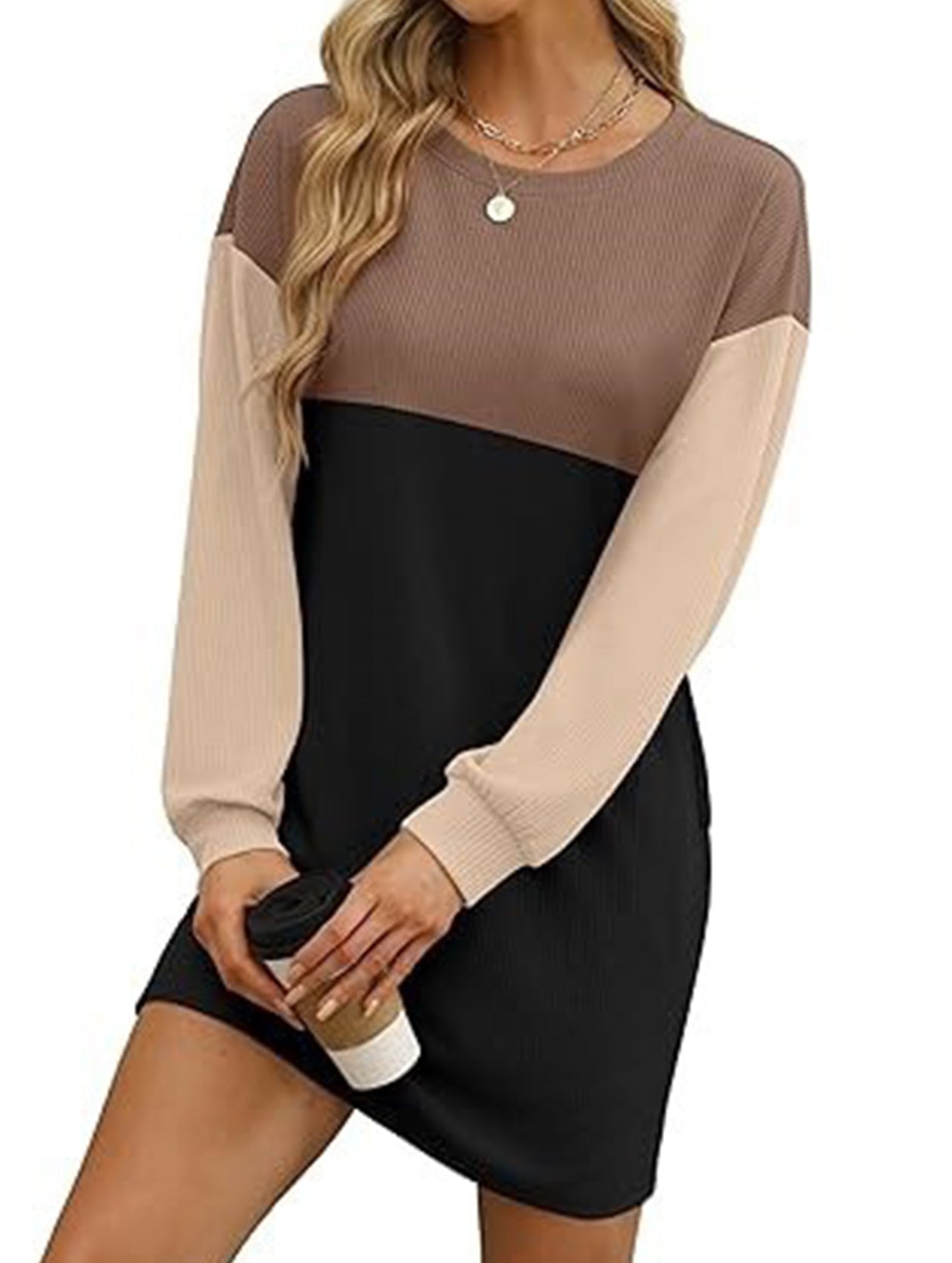 Loose casual flowing long-sleeved dress