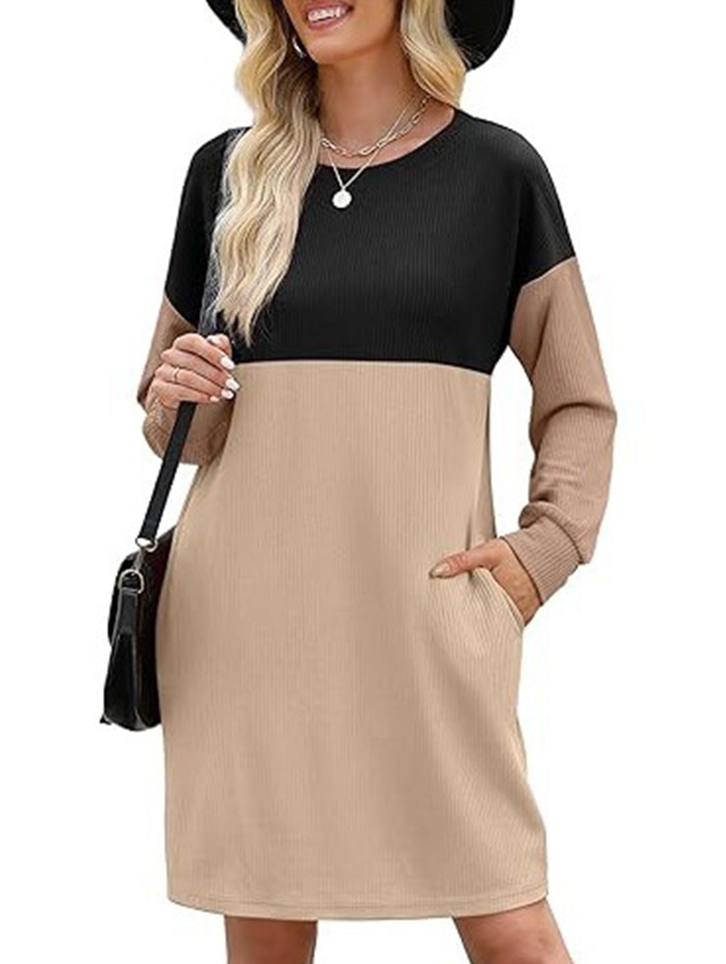 Loose casual flowing long-sleeved dress